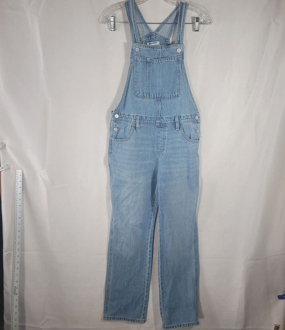 Old Navy Girls Denim Adjustable Bib Overalls Light Wash Jeans Girl Size XL 14-16